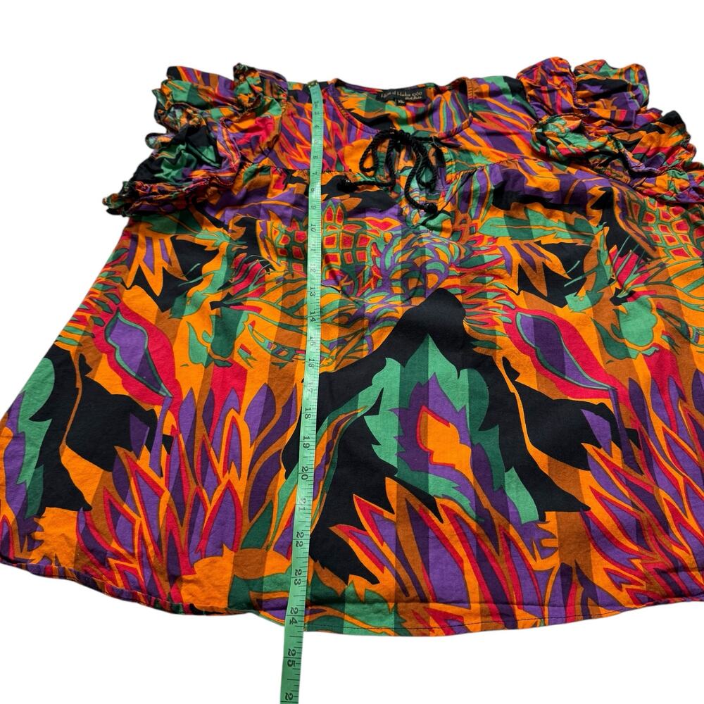 HOUSE OF HARLOW 1960 Meadow Pink Print Blouse Size XL Womens Bright Orange Green - Picture 9 of 9